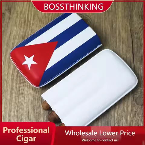 Creative Portable Cuba Cigar Humidor Storage Box Cuba Fashionable Cigar Case Travel Accessories Leat