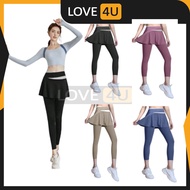 L4U Yoga Pants Skirt Nude High Elastic  Waist Hip Lift Quick-Drying Breathable Sports Leggings Fitne