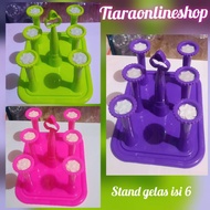 Square glass Stand with 6 glasses square glass rack 6-piece glass container/