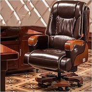Ergonomic Office Chair, Business Boss Chair Cowhide Managerial Executive Chairs with Electric Footrest, Adjustable Liftable Swivel Computer Chairs Recliner (Color : Brown) lofty (Dark Brown)