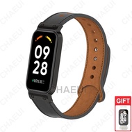 สายหนังพร้อมสร้อยข้อมือเปลี่ยนเคสโลหะสำหรับสายนาฬิกา Redmi Smart Band 2 / Xiaomi Mi band 7 Pro / Xiaomi Smart Band 8 Active Watch Strap