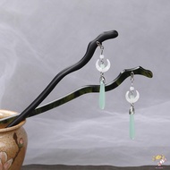 Vintage Tassel Wood Hair Pin Ebony Wood Classical Style Hair Chopsticks for Han Costume Cheongsam