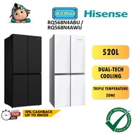 Hisense Refrigerator 4 Door Inverter 520L Fridge 4 Doors Peti Sejuk Peti Ais 4 Pintu Murah RQ568N4AW