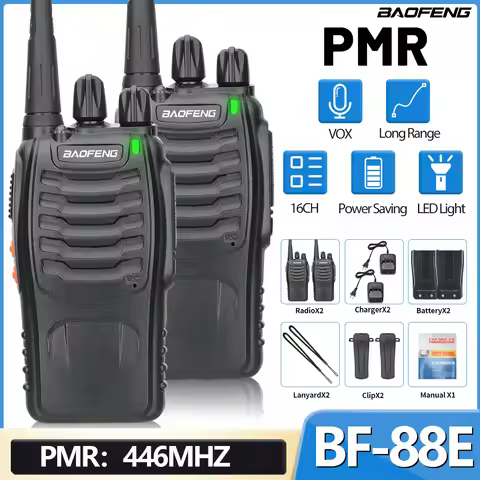 2PCS BAOFENG BF-88E Portable Wireless Handheld Long Range Walkie Talkie 446MHz 16CH PMR Ham Two Way 