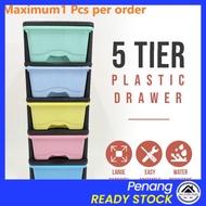 Wecareyou20 5 Tier Plastic Drawer Storage Almari Serbaguna Laci Plastik Kabinet Rak Baju Almari Baju Bayi Wardrobe Floor