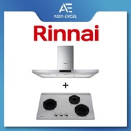 RINNAI RH-C249-SSR 90CM CHIMNEY HOOD + Rinnai RB-3SI 3 Burner Inner Flame Stainless Steel Built-in Hob