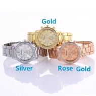 Luxury Style Fashion Women Gold Rhinestone Wrist Watches Geneva Elegant Quartz Bracelet Watch
