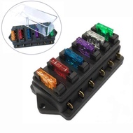 6 Way Circuit Standard ATO Blade Fuse Box DC 12V/24V Car Fuse Block Holder Fuses