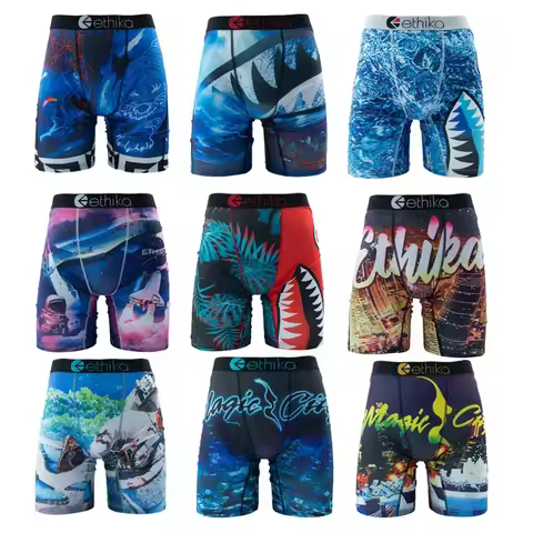 ETHIKA Fashion Print Men Underwear Boxer Cueca Male Panties Lingerie Men Underpants Boxershorts Trun