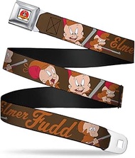 'Buckle-Down Men's Seatbelt Belt Elmer Fudd Kids, Poses Browns, 1.0'' Wide-20-36 Inches'