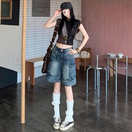 Summer New Style Cropped Pants Heavy Craft Fashion Women's Denim Shorts