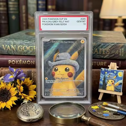 PTCG DIY 2023 SVP EN Pikachu Grey Felt Hat Van Gogh Promo Card - Pokemon X Museum Collab Full Art Fo