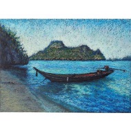 帆船繪畫原創藝術泰國斯米蘭島熱帶海灘油畫