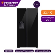 Samsung ตู้เย็น Side by Side SpaceMax Technology 22.4 คิว Inverter (สี Clean Black) รุ่น RS70F65K1BS