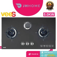 Vees 5.0Kw 3 Burner Tempered Glass Gas Hob | DGH-8650