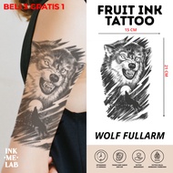 INKMELAB - WOLF FULL ARM Fruit Ink Temporary Tattoo 21X15 cm - Semi-Permanent Temporary Tattoo Lasts