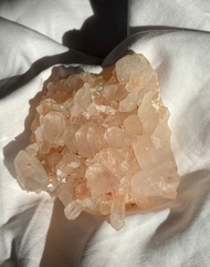 紅水晶簇 粉兔毛 紅兔毛 白水晶簇 水晶原礦 天然原石  水晶