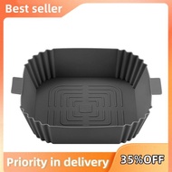 Silicone AirFryer Pot Air Fryers Oven Baking Tray Fried Pizza Chicken Basket Mat Square Round Replacemen Grill Pan Black