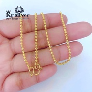 Kr silver เงินแท้สีทอง: สร้อยคอเงินแท้เคลือบทอง ขนาด 2 มิล/ ลายเม็ดจีบ อิตาลี/ ยาว 16 นิ้ว 18 นิ้ว 2