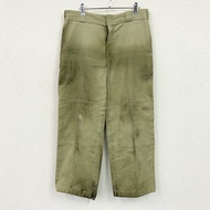 Dickies 雙膝工裝褲，拉鍊門襟，米色，古著