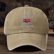TEMU หมวกแก๊ปพิมพ์ลาย "Fjords And Mountains, Norwegian Flag" หมวกแก๊ปปรับได้แฟชั่น เหมาะสำหรับกีฬากล