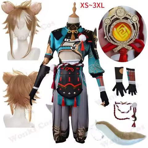 Gorou Cosplay Costume Wig with Ears Impact Inazuma Goro Cosplay Tail Costumes Full Set Cosplay Props