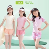 Girls swimsuit with short sleeves and 2-layer short pants with protective pants DK Sunny Pastel for 