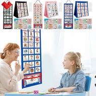 Kids Visual Schedule Calendar Chart Hanging Daily Chore Routine Chart with 96 Cards Foldable Kids Vi