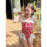 Girls swimsuit - 2-piece one-piece swimsuit with strawberry print for girls