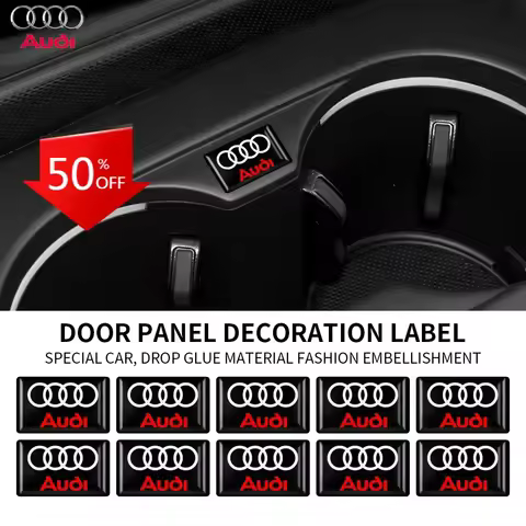 10Pcs Car Interior Badge Sticker Steering Wheel Emblems Decal For Audi A4 A3 A5 A6 A7 A8 Q3 Q5 Q7 Q8