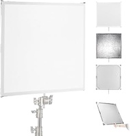 NEEWER Light Diffusion Panel Scrim Kit with Silver/White Reflector Film 30"x30" Foldable Frame with 
