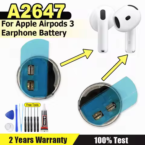 2pcs A2647 Earphones battery for Apple Airpods3 Air pods 3 A2565 A2564 airpods 3 3rd replacement bat