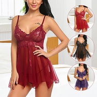 Gaun malam lingerie tembus pandang sexy satu set dengan cd talinya