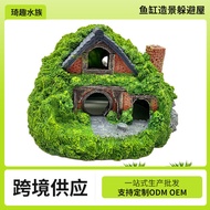 Hobbit House Double-Layer House Fish Tank Landscaping Hiding House Landscaping Fish Tank Rockery Imi