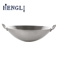ST/🎀Stainless Steel White Wok Non-Lampblack Non-Stick Wok Combination Cover Double Ears Extra Thick Large Size Commercia
