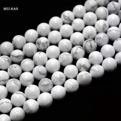 Meihan 6mm 8mm 10mm Natural Howlite Smooth Round Beads Stone For Jewelry Making Design Or DIY
