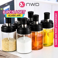 ( 6PCS / SET ) 330ml Glass Seasoning Bottle Jar Seal Spoon Brush Honey Stick Botol Serbuk Perasa NWD