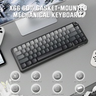 X66 Gasket Wireless Mechanical Keyboard With Volume Knob,60% Bluetooth/2.4GHz/Wired Gaming Keyboard,