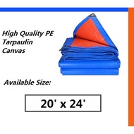 Blue Orange Waterproof Canvas Tarpaulin Sheet Canopy Camping Kanvas Khemah Pasar Malam Penutup Size 20' x 24'