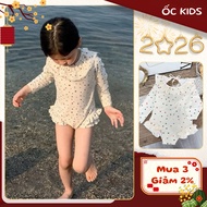 Polka dot long-sleeved beach swimsuit for girls 8-30kg (A35)