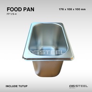 Foodpan Stainless/Food Pan FP 1/9-4 / FP 1/9 Height 100 MM Food Pan size 176 x 108 x 100 MM