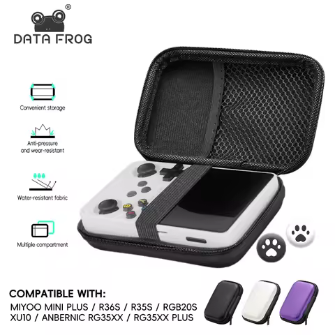 DATA FROG Case for Anbernic RG35XX Plus Miyoo Mini Plus R36S R35S Cases EVA Cover Protable Bag Gamin