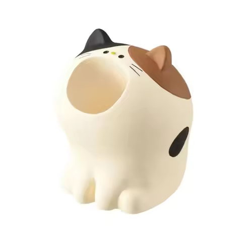 1pc Office Desktop Decoration, Cute Mouth Opening Cat Pen Holder, Office Stationery Supplies