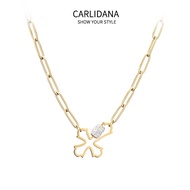 สร้อยคอครอสเว้า ปักเพชรไมโคร 316 IPG ชุบทอง 14K