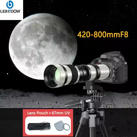 Lightdow Telephoto Zoom Lens 420-800mm F8.3-16 Manual Focus Lens With 67mm UV filter for Canon Nikon