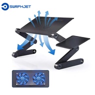 SWRFH CPU Cooling Foldable Laptop Table Height Adjustable Mouse Pad Notebook Riser Multifunctional Fan USB Ports Bed Tray Desk Bed