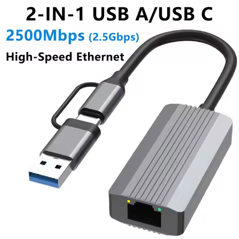 2.5G USB C & USB A Ethernet Adapter, 2500Mbps RJ45 LAN Network Adapter, Gigabit USB 3.0 Ethernet Don