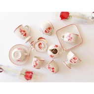 正品波蘭陶瓷莫雜聯名款玫瑰馬克杯果汁杯兒童杯冰淇淋碗咖啡杯碟