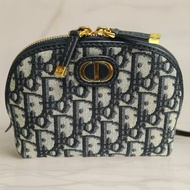 Christian Dior藍色老花30 Montaigne皮革包 中古包 化妝包 手拿