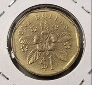 絕版硬幣--新加坡1987年1元-舊國徽-多文字幣 (Singapore 1987 1 Dollar-ribbon upwards)
